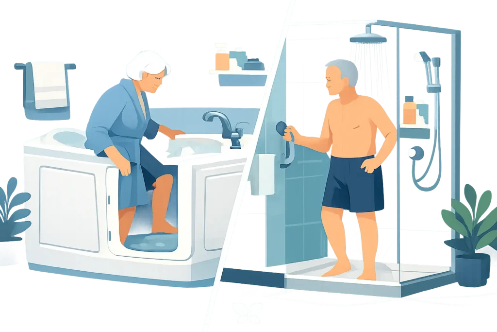 Walk-In Bath Versus Shower for Safer Bathing